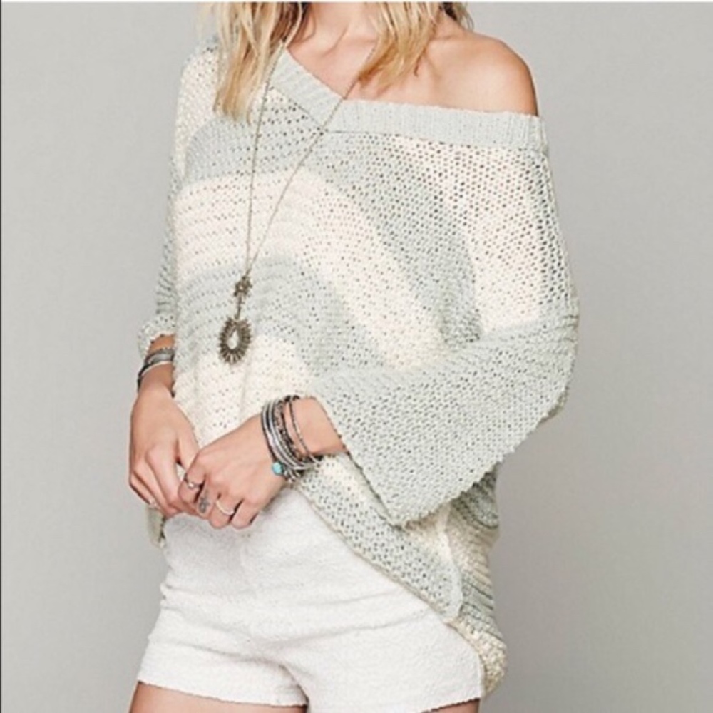 Free People Oversized Chucky Knit V-Neck Sweater